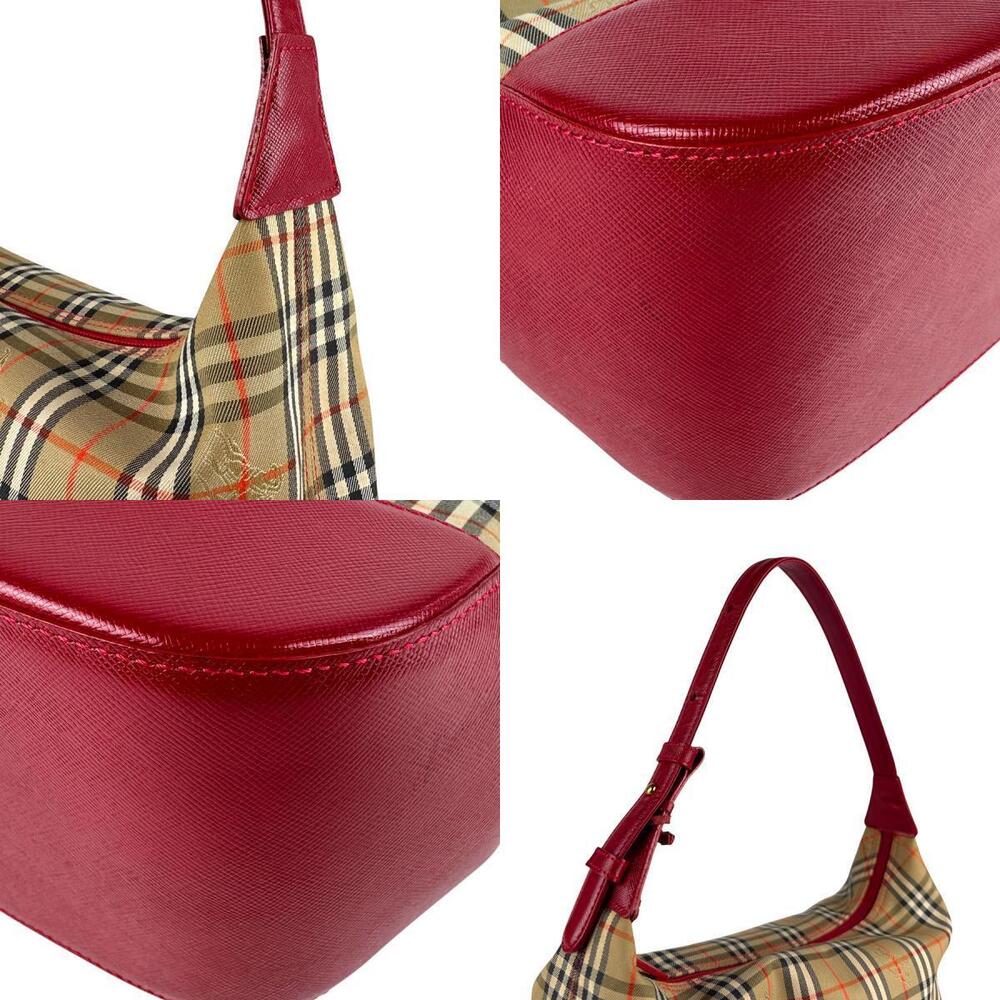 Burberry shoulder bag Beige Tan red canvas leather - Picture 4 of 4